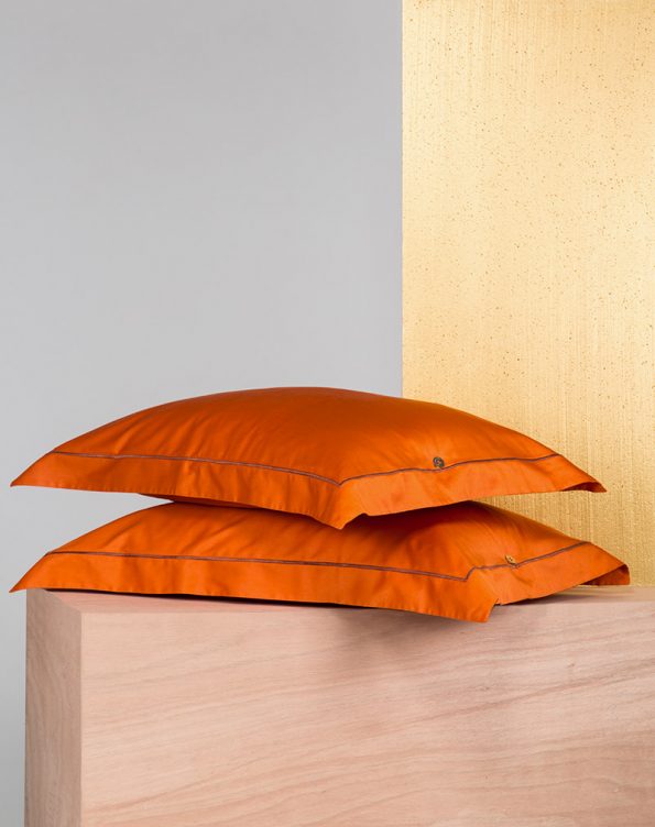 Orange embroidered pillowcases