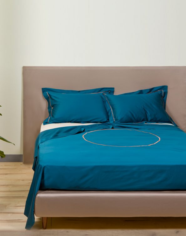 Petrol blue embroidered sheet set