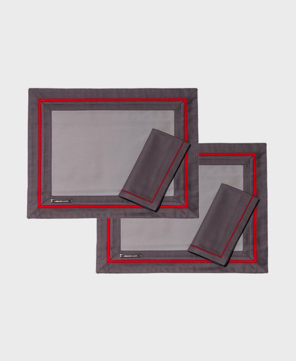 Grey and red placemats