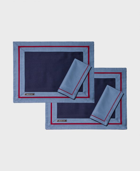 Blue and red placemats