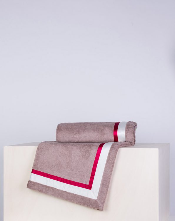 Taupe Beach Towel with ribbons