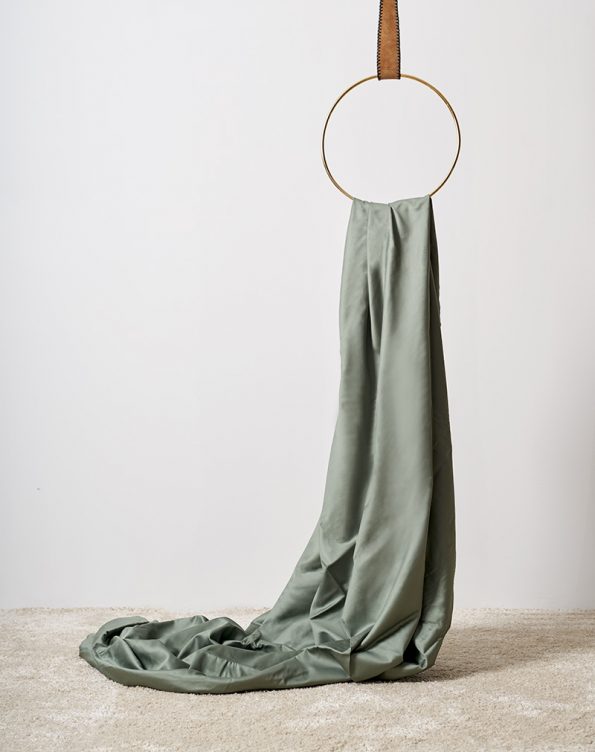 Mud green sateen flat sheet